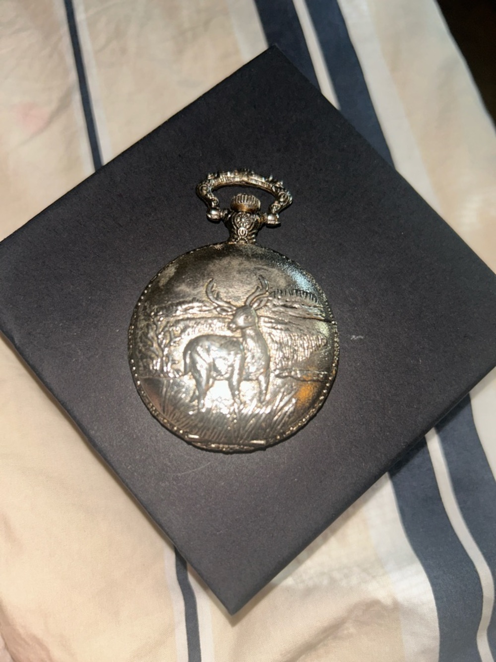 Vintage Deer Relief Wall Plaque — Silver Tone